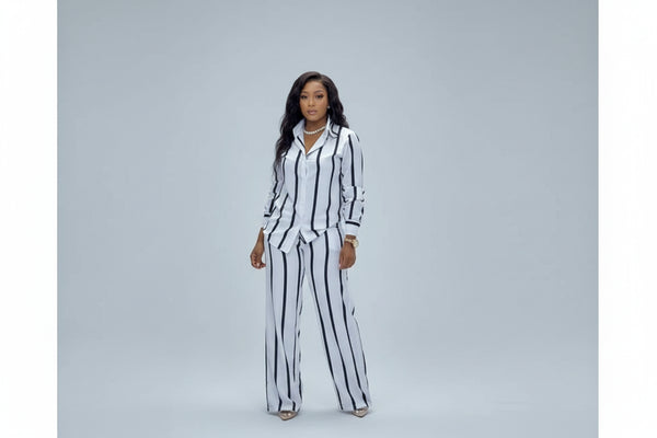 June BestSeller Spring  Stripe Two Piece Set